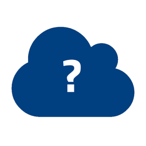 Logo aplikacji mobilnej - chmura ze znakiem zapytania