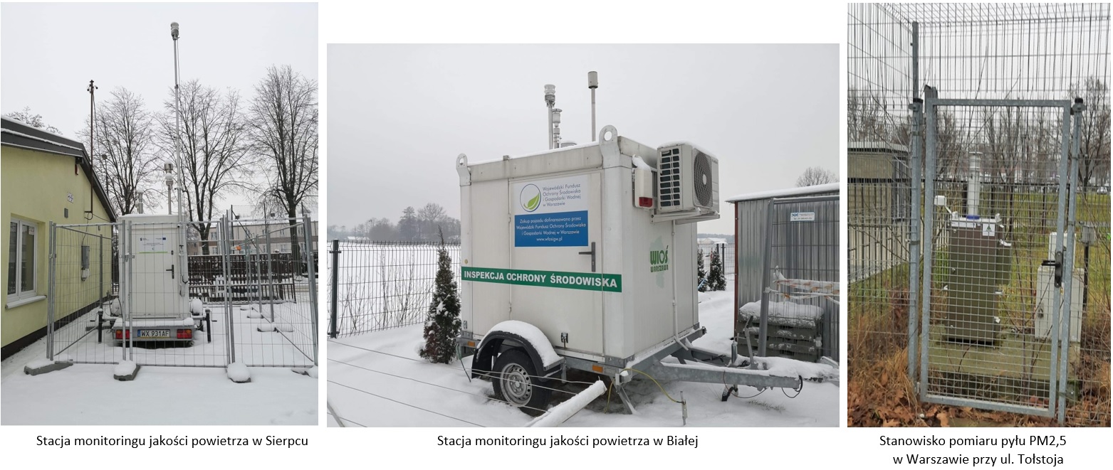 Stacja monitoringu jakości powietrza w Sierpcu, w Białej, stanowisko pyłu PM2,54 w Warszawie przy ul. Tołstoja