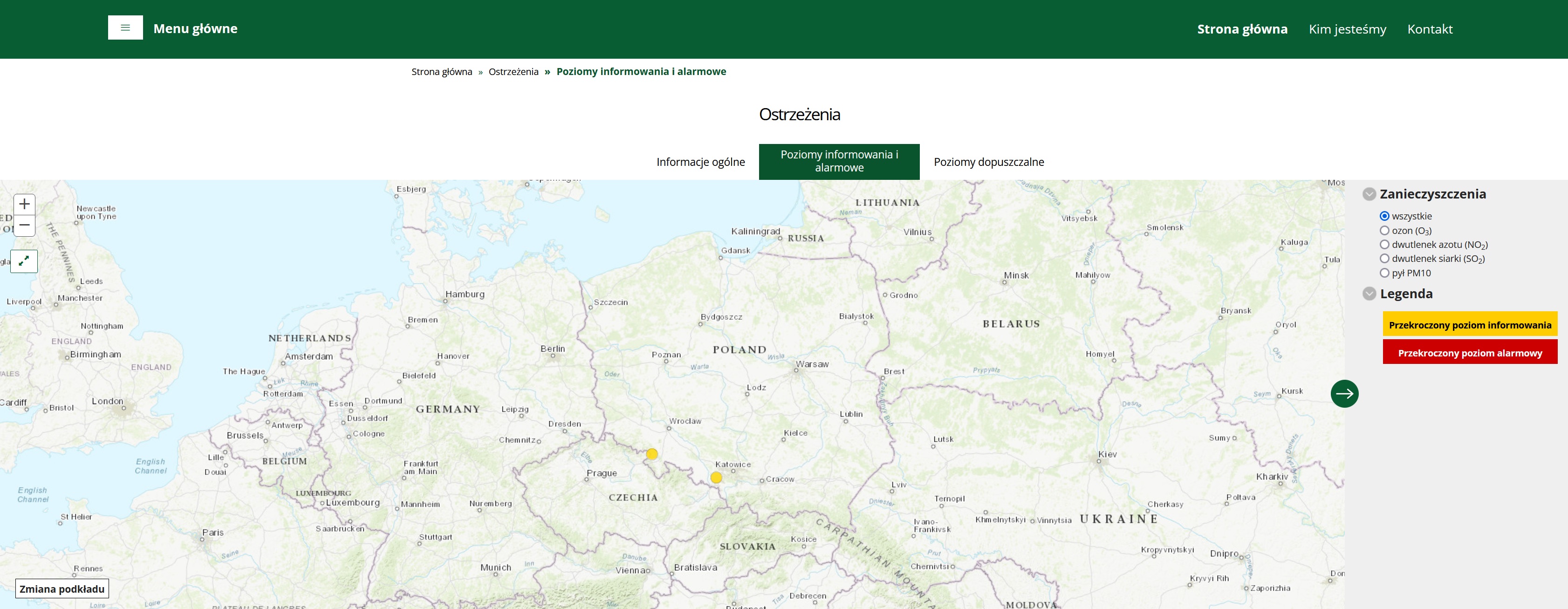 Mapa ostrzeżeń